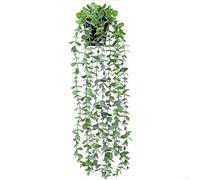 Bebykilemi Artificial Hanging Eucalyptus Vine Potted Plant, Indoor Outdoor Home Shelf Decor With White Plastic Pot Green Leaf Trailing Plants(white green)
