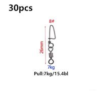 Bebykilemi Ball Bearing Fishing Swivels 30 Pack Stainless Steel Coastlock Snap Connectors Heavy Duty Saltwater Freshwater Tackle Quick Change Lure Clips Sea Fishing(8)