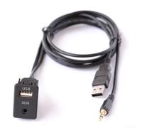 Bebykilemi Car AUX to USB Audio Interface Cable Adapter for Dash Flush Mount Installation - 3.5mm Male Jack, ABS Housing, 12V Compatible, Direct -in Socket for