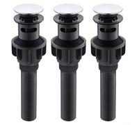 Bebykilemi Chrome Pop-up Drain Assembly for Bathroom Sink and Handbasin - Push-Down Bounce-Back Lever Mechanism, Silver-Black Finish, Compatible with 972053A(Black)