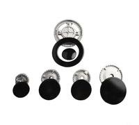 Bebykilemi Cooker Cap Set, Metal Gas Stove Burner Cap Kit Compatible With For Cooktop Crown Flame Diffuser Covers Replacement Parts 5 Size Set Black Gray(Flat)