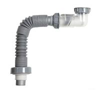 Bebykilemi Flexible Kitchen Sink Drain Hose Set with Filter Stop Valve for Washbasin Bathroom Drainage System Anti-Blockage Stretchable Pipe Grey 117cm