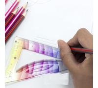 Bebykilemi Flexible Ruler Set 4-Pack with Protractor and Triangle Rulers, 30 cm/12 inch Straight for Edge, Metric and for Imperial Scales, Colorful Gradient Plastic Geometry Kit (20cm)