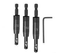 Bebykilemi for Precision Self Centering Drill Bits 3 Piece Set,with 1/4 Inch Quick Change Hex Shank,for Cabinet Door Hinge Strike Plate Installation