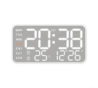 Bebykilemi LED Digital Alarm Clock with Display, 5-Level Brightness Adjustment and Auto Light Sensing, 12/24H Format, Wall Mountable Electronic Clock for Home(white)