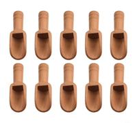 Bebykilemi Lotus Wood Mini Spice Scoop Set of 10, Small Wooden Salt Spoon, Coffee Measuring Scoop, Tea Compatible with for Leaf Spoon, Tiny Sugar Spoon, Herb and Flour Scoop, Smooth Handle