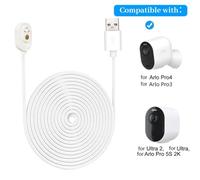 Bebykilemi Magnetic Charging Cable for Pro 5S 2K Pro 4 Pro 3 For Ultra 2 For Ultra Go2 Security Camera 20AWG TPE Waterproof Power Cable White .2m 8m 10.4m(7.6 m)