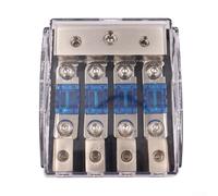 Bebykilemi Mini Blade Fuse Holder for Car Audio - 2/3/4 Way Power Distribution Block with Aluminum Alloy Construction, 0 Gauge Input, Dual 4 Gauge Inputs, Two 8 Gauge Out(4 Way)
