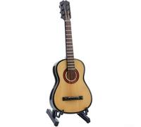 Bebykilemi Mini Classical Guitar Model Decorative Musical Instrument Replica Wooden Acoustic Guitar Ornament With Stand 15Cm(Wood)