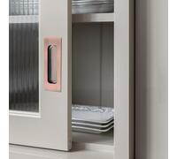 Bebykilemi Nano B Stainless Steel Flush Pull Sliding Door Handle Concealed Embedded Lever for Wardrobe Cabinet Plus Invisible Doors 120x40mm Oval or Square with Layout(Square red Ancient)