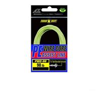 Bebykilemi PE Assist Line with Wire Core, Luminous Glow in The Dark Fishing Leader, High Strength Cut Resistant Saltwater Fishing Cord for Hollow Core(Green 90LB)
