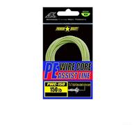 Bebykilemi PE Assist Line with Wire Core, Luminous Glow in The Dark Fishing Leader, High Strength Cut Resistant Saltwater Fishing Cord for Hollow Core(Green 150LB)