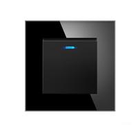 Bebykilemi Rocker Switch for Home & Garden - Standard 86 Type Single Control Light Switch with Tempered Glass Panel, Flush-Mounted Button for Indoor Use in Homes(black)