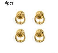 Bebykilemi Set of 4 Retro Antique Zinc Alloy Ring Pull Handles, Elegant Swing Design for Cupboard, Drawer, Cabinet, Shoe Cabinet and Bookcase, Includes Mounting Screws(Gold)