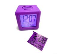 Bebykilemi Silicone Alarm Clock with Large LCD Display, Square Design, Date/Time/Snooze Function, 12-24 Hour Format, Protective Sleeve Included - Purple or Blue, 8 x(Purple)