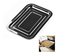 Bebykilemi Stainless Steel Baking Tray Rectangular Oven Pan Cookie Sheet Pan Non Toxic Bakeware with Deep Rim for Brownies Roasting Chicken Wings in Small Toaster Ovens(27 * 20 * 2cm)
