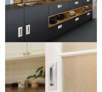 Bebykilemi Stainless Steel Flush Pull Sliding Door Handle Concealed Embedded Lever for Wardrobe Cabinet and Invisible Doors 120x40mm Oval or Square Pattern with Nano B(Square Silver)