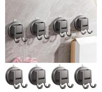 Bebykilemi Suction Cup Bathroom Hooks 4 Pack - Removable Wall Hooks for Towel or Shower Use, No Drill Kitchen Hooks for Tile Glass, Plastic Towel Hanger Bathroom Storage