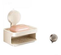 Bebykilemi Suction Cup Soap Dish for Bathroom - Wall Mounted or Countertop Soap Holder with 28° Angled Drainage, ABS Plastic, Gunmetal Gray or Milk White, 13 x 8.9 x(D)