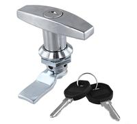 Bebykilemi T-Shape Handle Door Lock for Caravan RV Truck Trailer Toolbox Drawer Cabinet, Zinc Alloy Rustproof Weather Resistant Anti-Theft Latch with 2 Keys, Black(Silver)