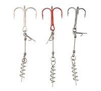 Bebykilemi Treble Fishing Hooks with Spring Pin High Carbon Steel Twistlock Screw Rig for Soft Lure Pike Rigging Shallow Water Shad Bait 3 Pack Multi Size
