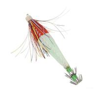 Bebykilemi Wood Shrimp Lure with 3D Eyes and Double Umbrella Hook, 8cm 101x19mm ABS+High Carbon Steel+Nylon Cloth Luminous Octopus Bait for Squid Jigging, Compatible with(A)