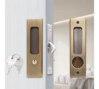 Bebykilemi Zinc Alloy Invisible Sliding Door Lock with Key - Built-in Hook for Secure Balcony, Wooden & Aluminum Frame Glass Doors (35-60mm Depth, ≥70mm Width) Compatible(Yellow ancient)