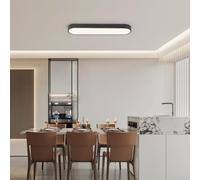 Becailyer Dimmable Linear Ceiling Lamp, 60cm Modern LED Ceiling Lighting with Remote Control, 40W Smart Metal Close to Ceiling Light Fixtures for Bedroom Dining Room Kitchen Closet Aisle, Black