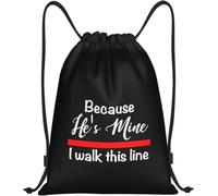 Because He'S Mine I Walk This Line Firefighter Wife Women Men Gym Sack Adjustable Drawstring Backpack Portable Swimming Bags For Football Travel Swim