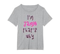 Because I'm Jamie That's why! Funny First Name Present for T-Shirt, Women's Plus, Heather Grey, 3X