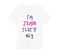 Because I'm Jamie That's why! Funny First Name Present for T-Shirt, Women's Plus, White, 2X