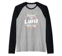 Because I'm Luna That's Why Floral Stars Raglan Baseball Tee