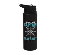 Because I'm The Captain That's Why Funny Boating Stainless Steel Insulated Water Bottle