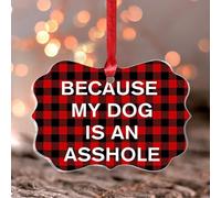 Because My Dog Is An Asshole Hanging Ornaments Butterfly Christmas Tree Ornament Keepsake Acrylic Christmas Bauble for Festive Holidays Home Decor