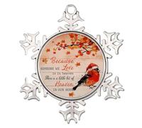 Because Someone We Love Is in Heaven Metal Snowflake Ornament Visitor from Heaven Remembrance Snowflake Ornaments Holiday Decoration In Memory of Loved One Sympathy Decorative Pendant Gift