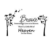 Because Someone We Love is in Heaven Quotes Wall Stickers Decal, Removable DIY Tree Vinyl Wall Sticker Family Theme Wall Art Decor for Living Room Bedroom Home Decoration