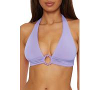 BECCA Women's Marble Canyon Halter Bikini Top, Adjustable, Tie Back, Swimwear Separates, Bellflower, D