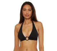 BECCA Women's Marble Canyon Halter Bikini Top, Adjustable, Tie Back, Swimwear Separates, Black, D
