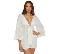 BECCA Women's Radiance Woven Tunic, Casual, Pull On, Beach Cover Ups, White, XS-S