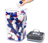 Beccis Dishwasher Pod Holder with Lid Laundry Pods Organizer 2.3L Large Capacity Airtight Food Storage Container, Clear Plastic Pantry Organization