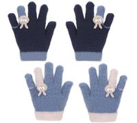 Becellen 2 Pairs Kids Magic Gloves, Colorful Winter Children's Gloves with Soft Lining Thermal Stretchy Gloves Warm Cute Pattern Full Finger Gloves for 4-10 Years Old Boys and Girls