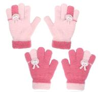 Becellen 2 Pairs Kids Magic Gloves, Colorful Winter Children's Gloves with Soft Lining Thermal Stretchy Gloves Warm Cute Pattern Full Finger Gloves for 4-10 Years Old Boys and Girls