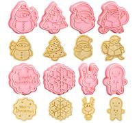 Becellen 3D Cookie Cutters, 8pcs Pressable Christmas Biscuit Cutters - Snowflake, Gingerbread Man, Christmas Tree, Santa Shape Cookie Stamps for Baking