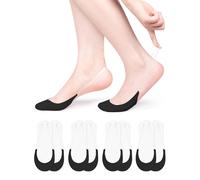Becellen 4 Pairs Women Invisible Socks, No Show Socks with Non-Slip Straps Half Toe Topper Ultra Low Cut Footies Liner Ladies Invisible Footies for Loafer High Heels