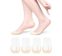 Becellen 4 Pairs Women Invisible Socks, No Show Socks with Non-Slip Straps Half Toe Topper Ultra Low Cut Footies Liner Ladies Invisible Footies for Loafer High Heels