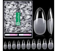 Becellen 500pcs Almond Nail Tips, Full Cover Soft Gel False Nail Tips Clear Press on Nails for Nails Extensions Nail Art Salons, 10 Sizes