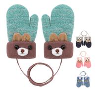 Becellen Kids Knitted Mittens, Winter Warm Full Finger Gloves with Anti-Lost String Knitted Stretch Mitten with Plush Lining Thermal Magic Gloves for 0-3 Years Old Baby Boys Girls