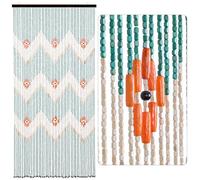 BECHAEO Beaded Curtain for Doorway Handmade Bamboo Wooden Door Beads Hanging Room Divider Hippie Curtain for Hallway Window Boho Rustic Home Store Decor, 35.5 x 75 Inches Green