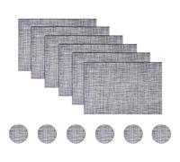 BECHEN Placemats with Coasters Set of 6, Vinyl Heat-Resistant Table Mats Washable Plastic Kitchen Placemats for Dining Table Indoor Outdoor(45x30 cm, Multi-Grey)