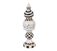 Bechivie Black and White Checkered Decor, 15 Inch Resin Modern Sphere Sculpture, Table Mantel Office Desk Shelf Halloween & Christmas Decorations for Home